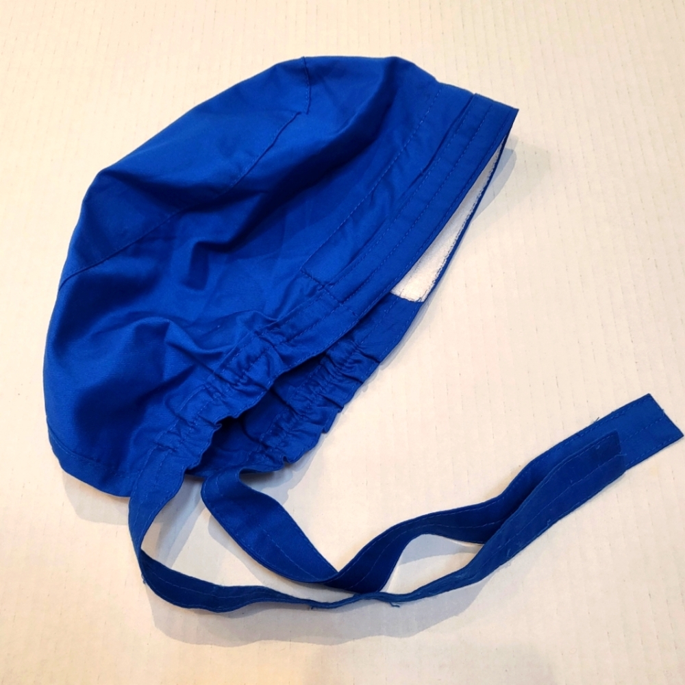 Unisex Working Scrub Cap With Sweatband And Adjustable Ties. Royal Blue One Size